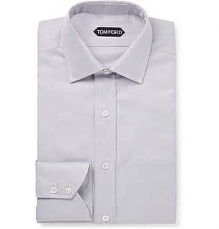 Grey Slim-Fit Cotton-Twill Shirt