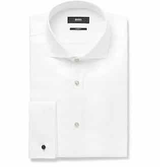 Hugo_Boss_White Jaiden Slim-Fit Double-Cuff Cotton-Twill Shirt