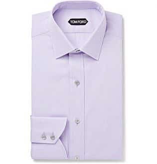 Lilac Slim-Fit Cotton-Poplin Shirt