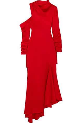 MONSE - COLD-SHOULDER SATIN MAXI DRESS - RED