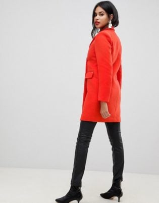 Morgan Double Breasted Coat In Orange