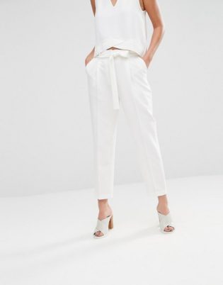 New Look Tie Waist Pants In White