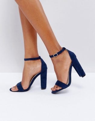 New Look Wide Fit Block Heeled Sandal In Blue