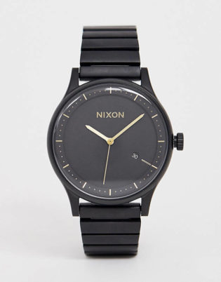 Nixon A1160 Station Bracelet Watch In Matte Black