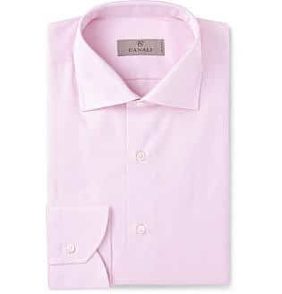 Pink Slim-Fit Cutaway-Collar Cotton-Twill Shirt
