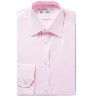 Pink Slim-Fit Herringbone Cotton Shirt