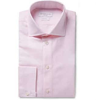 Pink Slim-Fit Slub Cotton And Linen-Blend Shirt
