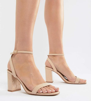 Asos Design Asos Design Hong Kong Barely There Block Heeled Sandals In Warm Beige