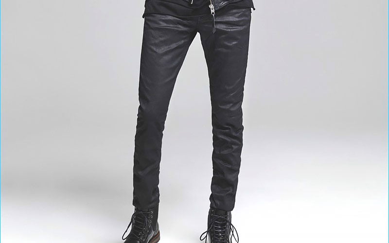 Rolldown Bootleg Pants - Contrast on Black Cotton