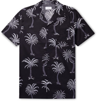 Desktopvacation Camp Collar Printed Cotton And Modal Blend Shirt