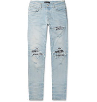 Mx1 Skinny Fit Panelled Distressed Stretch Denim Jeans