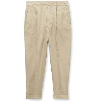 Pleated Cotton Gabardine Chinos