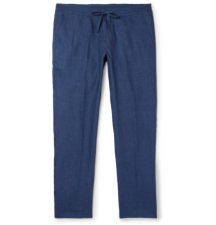 Slim Fit Linen Drawstring Trousers