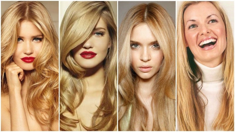 3. Golden blonde hair falls with curls - wide 4