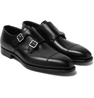 Thomas Cap Toe Leather Monk Strap Shoes
