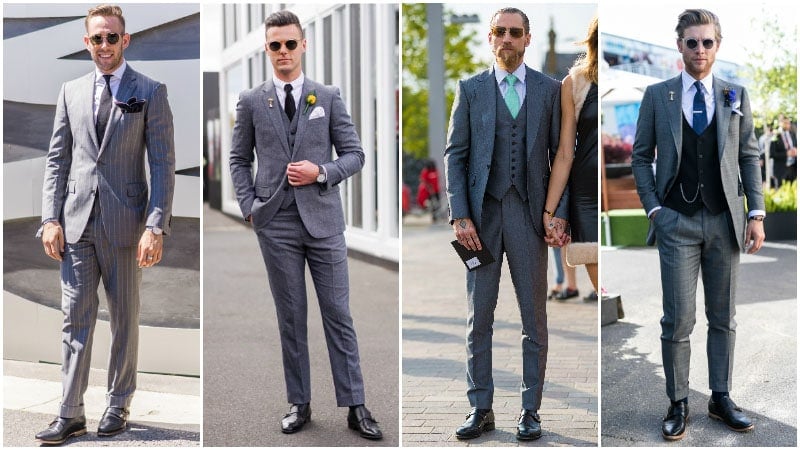 Grey suit deals black loafers