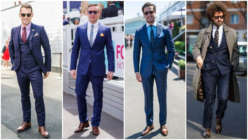 Navy Suit with Brown Shoes