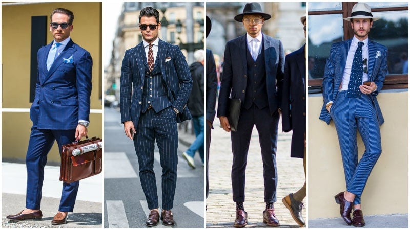 Navy Suit with Burgundy Shoes