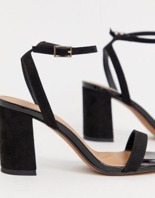 Asos Design Hong Kong Barely There Block Heeled Sandals In Black