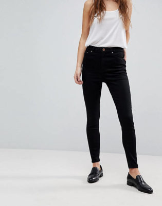 Asos Design Ridley High Waisted Skinny Jeans In Clean Black