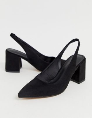 Asos Design Samson Slingback Mid Heels In Black