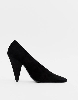 Mango Pointed Cone Heel Shoe In Black