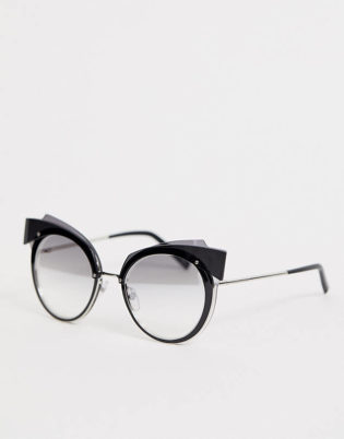 Marc Jacobs Cat Eye Sunglasses In Black And Silver