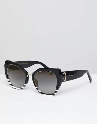 Marc Jacobs Cat Eye Sunglasses In Black & White