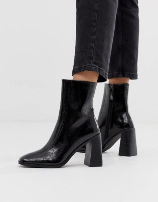 Raid Kiaya Black Patent Square Toe Boots