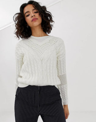 Vero Moda V Neck Lightweight Cable Knit Sweater