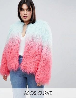 Asos Design Curve Mongolian Ombre Faux Fur Festival Jacket