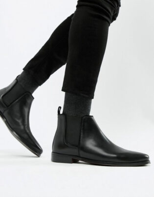 Asos Design Chelsea Boots In Black Leather With Black Sole