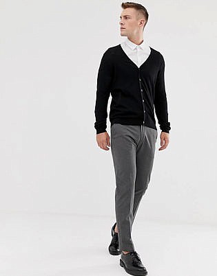 Asos Design Knitted Cardigan In Black