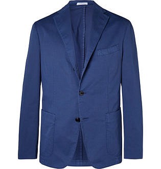 Blue K Jacket Unstructured Stretch Cotton Twill Suit Jacket