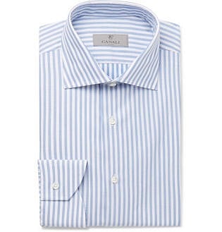 Blue Slim Fit Striped Cotton Shirt