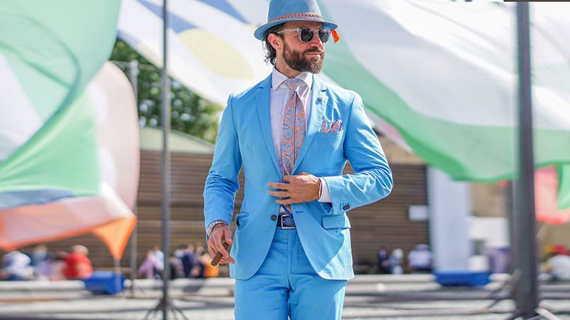 navy suit pink shirt wedding