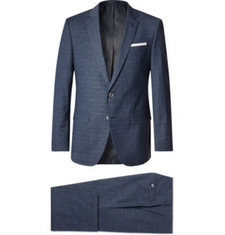 Gander Slim Fit Checked Virgin Wool And Cotton Blend Three Piece Suit
