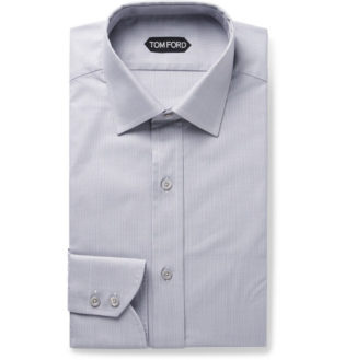 Grey Slim Fit Puppytooth Cotton Shirt