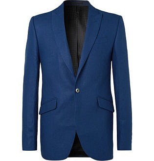 Navy Slim Fit Linen Suit Jacket