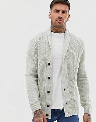 New Look Cardigan With Shawl Neck In Light Gray