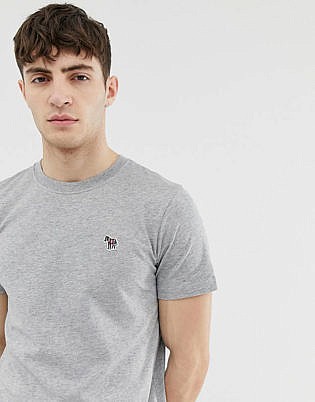 Ps Paul Smith Slim Fit Zebra Logo T Shirt In Gray Marl