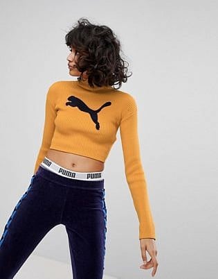 Puma X Fenty Knitted Turtleneck Sweater In Mustard