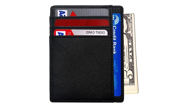RFID Wallet Mens Slim Leather RFID Blocking Front Pocket Wallet Thin Card Holder