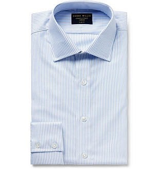 Sky Blue Striped Cotton Oxford Shirt