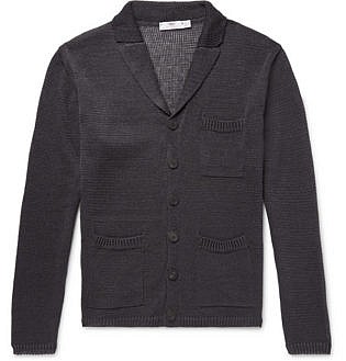 Slim Fit Camp Collar Linen Cardigan