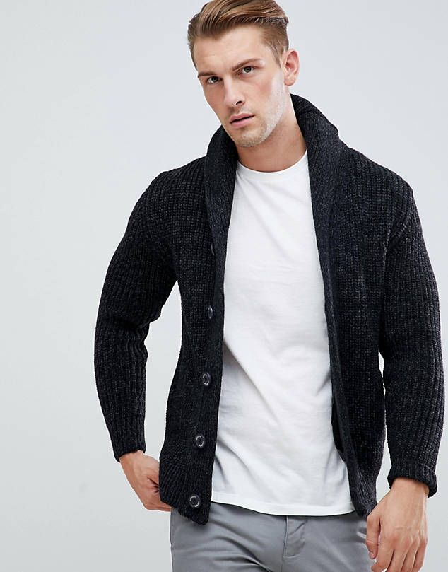next mens black cardigan