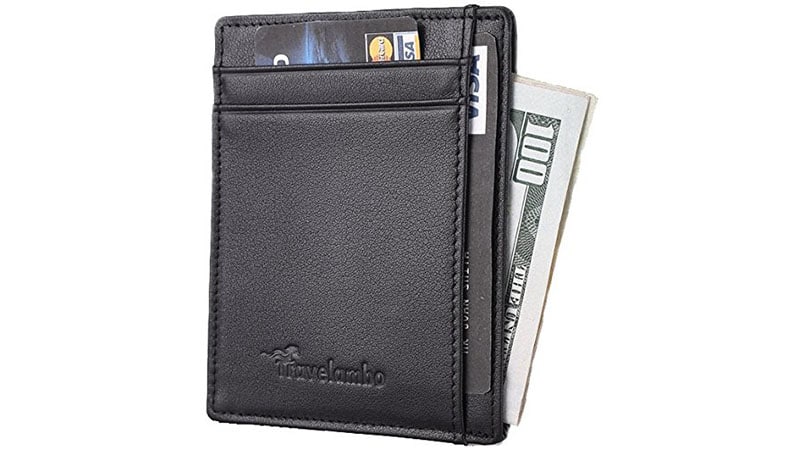 Mens Leather Wallet Card holder Slim Minimalist with RFID Blocking Cardholder 