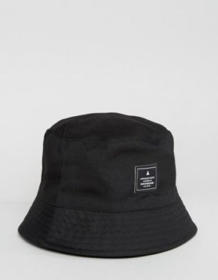 Asos Bucket Hat In Black With Patch