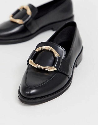 Asos Design Maroon Bamboo Ring Leather Loafers