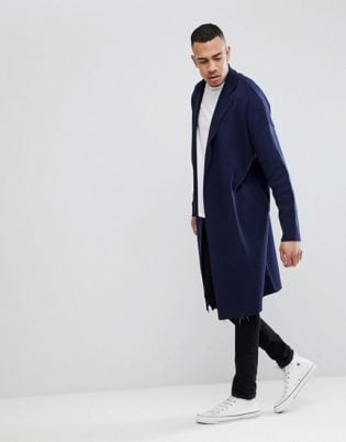 Asos Design Tall Longline Knitted Duster Jacket In Navy